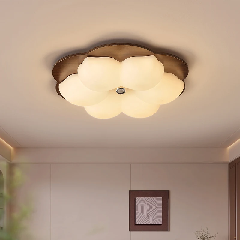 خمر الجوز الملونة زهرة غرفة نوم مصابيح السقف القرون الوسطى نمط غرفة الأطفال الطيف الكامل حماية العين تركيبة إضاءة