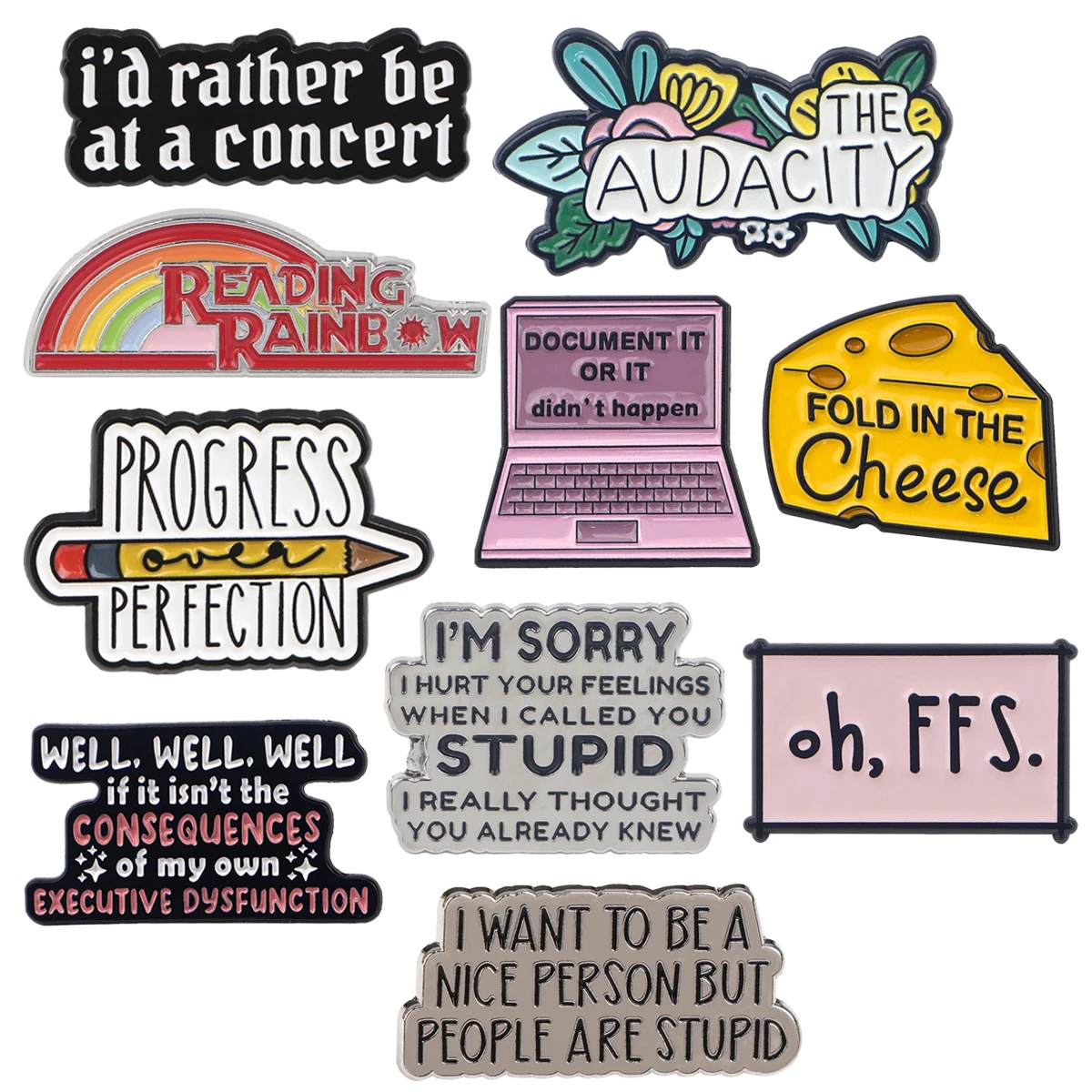 Inspirierende Zitate Emaille Pin Broschen für Frauen Anstecknadeln Abzeichen auf Rucksack Kostüm Accessoires Modeschmuck Geschenke