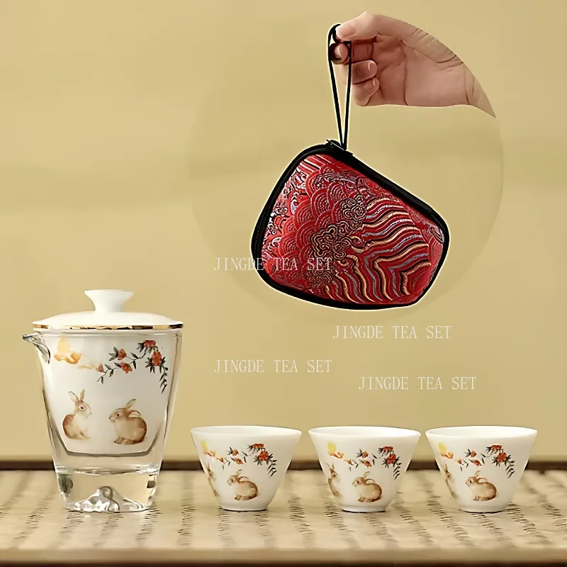 Ceramic Travel Tea Set Portable Kuaike Cup Outdoor Exclusive Kungfu Teapot Drinking Utensils Chinese Style Teacup Teaware Sets