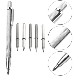 Diamant Schrijven Pen Met 5 Stuks Carbide Tips Kraspen Graveren Pen Voor Keramiek Glas Shell Metalen Constructie Markering Gereedschap