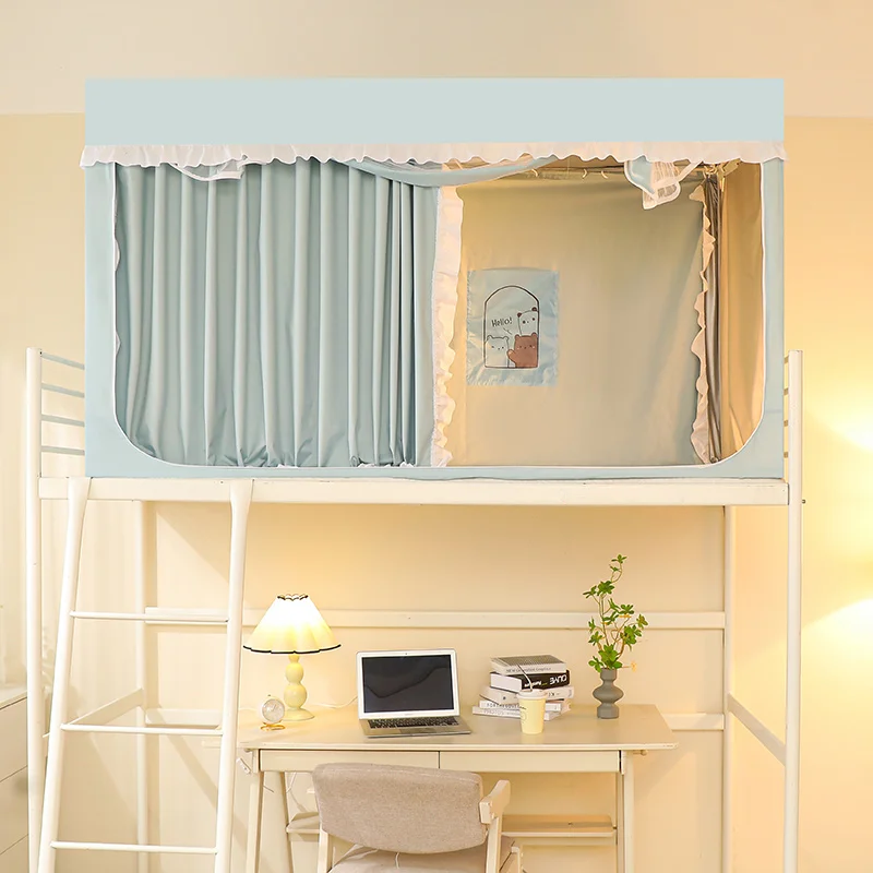 Girls Dormitory Privacy Mosquito Net Strong Light Blocking Integrated Design with Stand Easy Installation Single Bed Bunk Bed