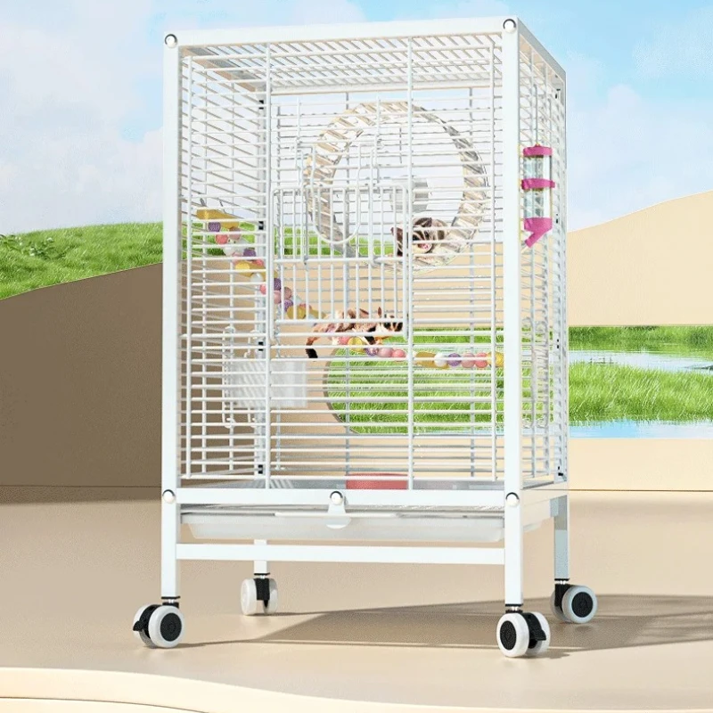 

Clear Glass Pet Cage, Escape-Proof Ferret & Rat Wire Habitat with Wheels, Multi-Level Small Animal Enclosure for Home