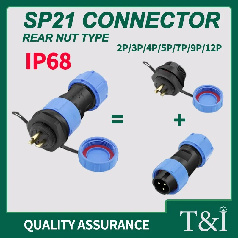 Waterproof IP68 SP21 Aviation Connector with Quick Locking System and Multiple Pins(2/3/4/5/7/9/12P) for Reliable Connections