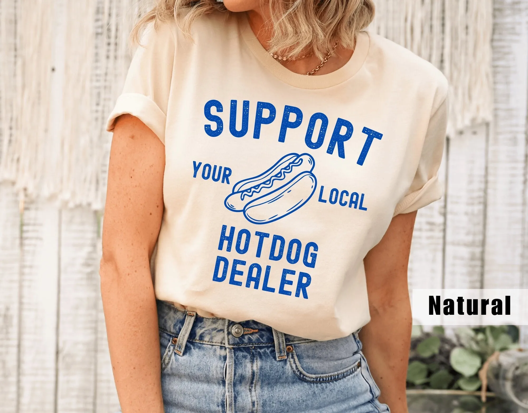 Funny July 4th T Shirt Support Your Local Hotdog Dealer Men Food Truck Vendor Cool for Lovers