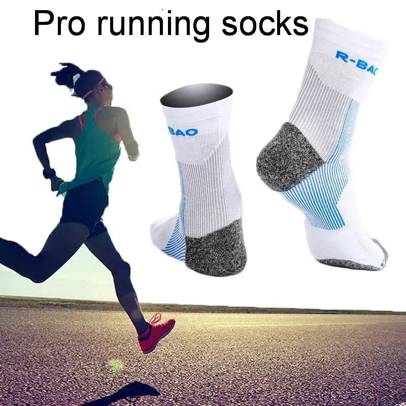 

R-BAO 1 Pair Professional Running Sock For Men Women Compression Sock Ankle Protector Marathon Sports Socks Cycling mtb Bike M L