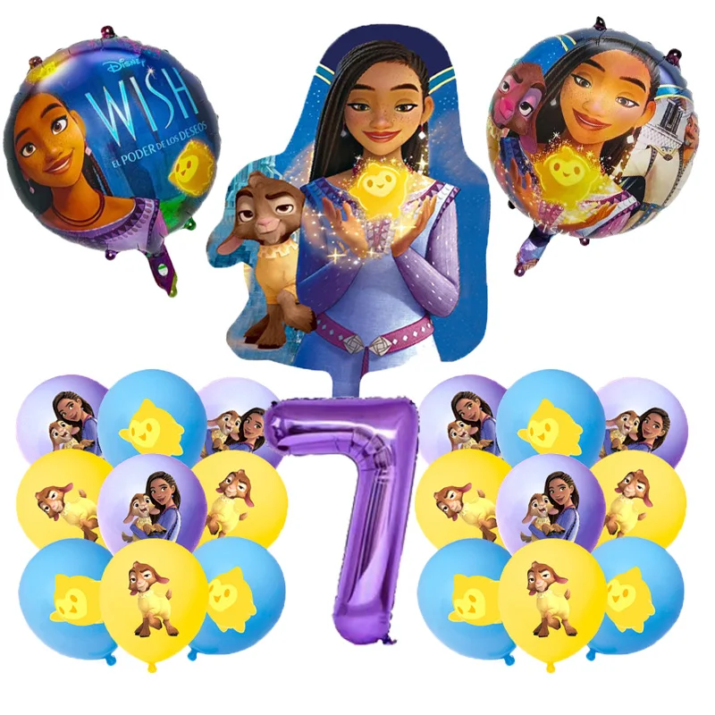 Wish Disney Birthday Party Decorations Asha Goat Balloons Disposable Tableware Plate Straw Napkin Princess Baby Shower Supplies