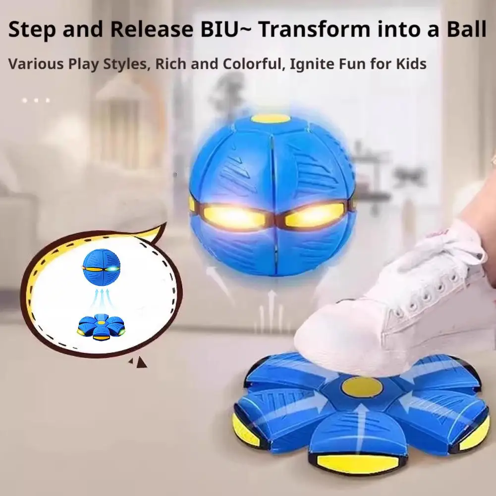 Interactive Flying Saucer Ball Dog Toy Magic Deformable Bouncing Ball With LED Light Outdoor Training Pet Toy For Dogs