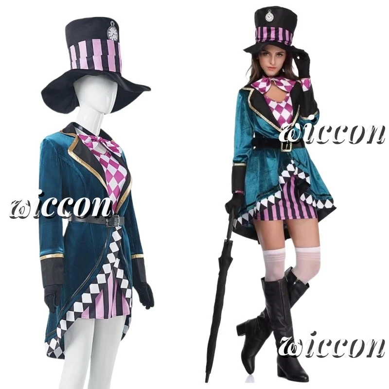 Halloween Ellie Mad Hatter Silk Adult Magician Performance Costume  Nightclub Animal Tamer Stage Costume Anime Cosplay