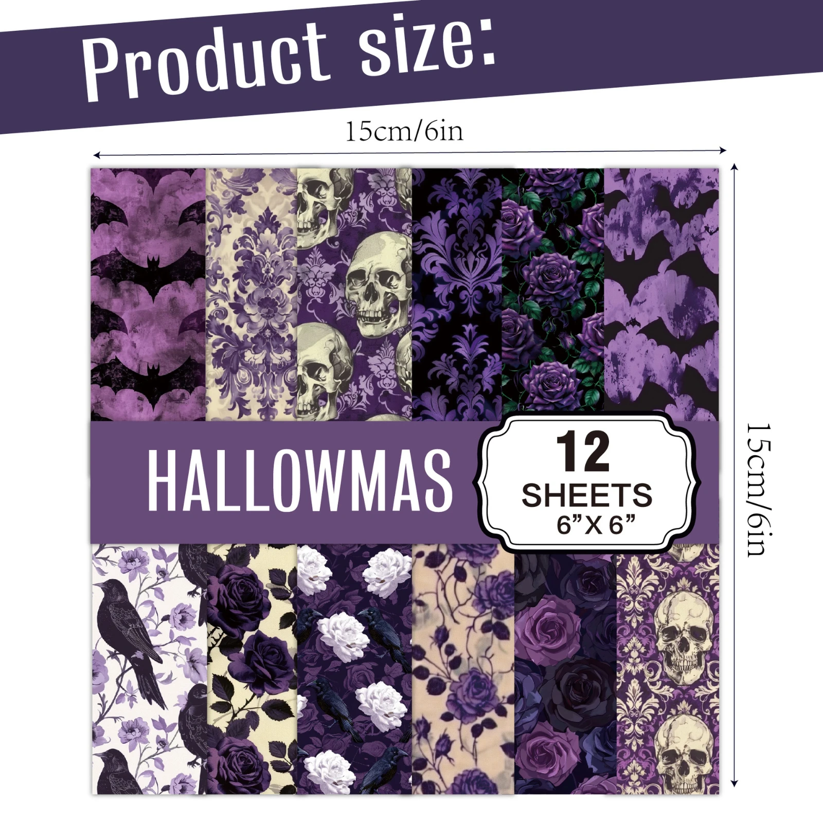 12 Sheets Vintage Background Printed Scrapbooking Background Paper Halloween Retro Paper Pack Art Handmade Craft 6x6inch