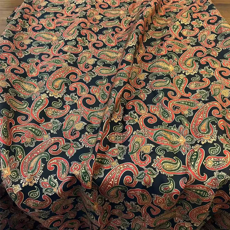 

Paisley Pattern Printed Natural Linen Fabric For Woman‘s Dress/Blouse Telas Para Costura Tissus DIY Cloth Sewing Material