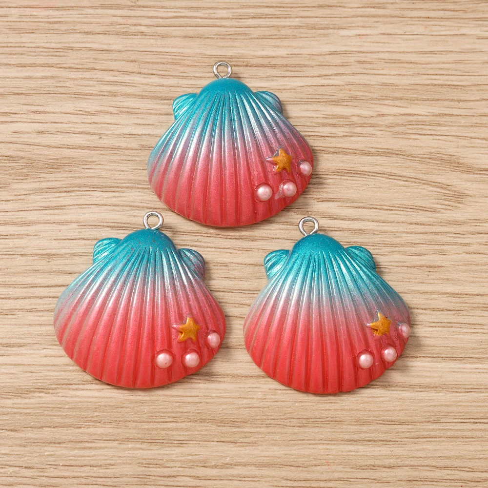 Tusember 5 Stück Niedliche Bunte Große Muschel-Anhänger für Ohrringe Halsketten Armbänder DIY Sommer Strand Schmuckherstellung Zubehör – Detail 3
