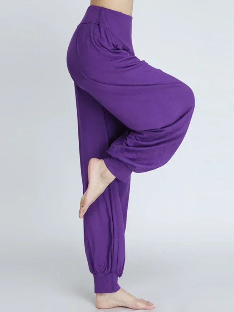 Pantalon élastique en coton doux pour femme, pantalon de yoga décontracté, pantalon de danse sportive, 1PC