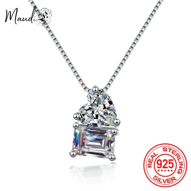 

2ct Emerald Moissanite Necklace for Women Heart Pendant Wedding Jewelry with GRA s925 Sliver Plated 18k Necklace