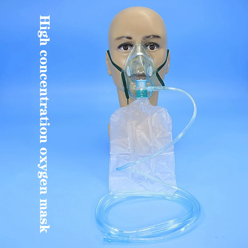 

1 шт., кислородная маска для лица высокой концентрации для взрослых и детей с трубкой, кислородная маска без пивоварения с эластичной лентой, мешок-резер