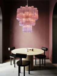 Pink Beauty Glass Art E14 2026 Chandelier Lighting Suspension Luminaire Lampen French Design Hanging Light For Dinning Room