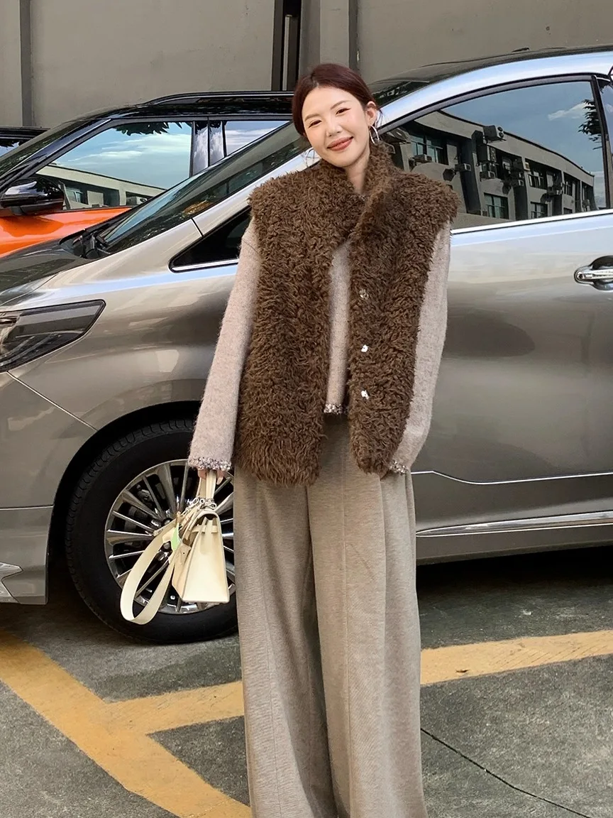 

Sweet And Spicy Multicolor 2025 Autumn Winter New Women's Jaet Stand Collar Plu Svel Vest Poly Fiber Regular Thin