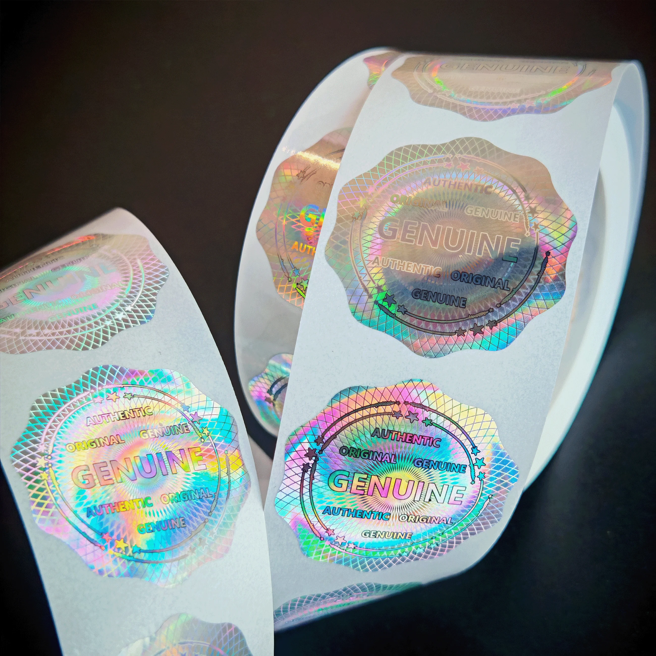 500 Adesivos Holográficos Genuínos Antiviolação, Etiquetas de Segurança Holográficas a Laser, Adesivos de Selo de Garantia Original Vazia
