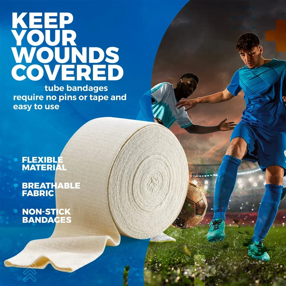 1Roll Elastic Tubular Bandage, Reusable Elastic Bandage Sleeve, Tubular Compression Bandage Roll for Leg, Knee, Arm & Elbow