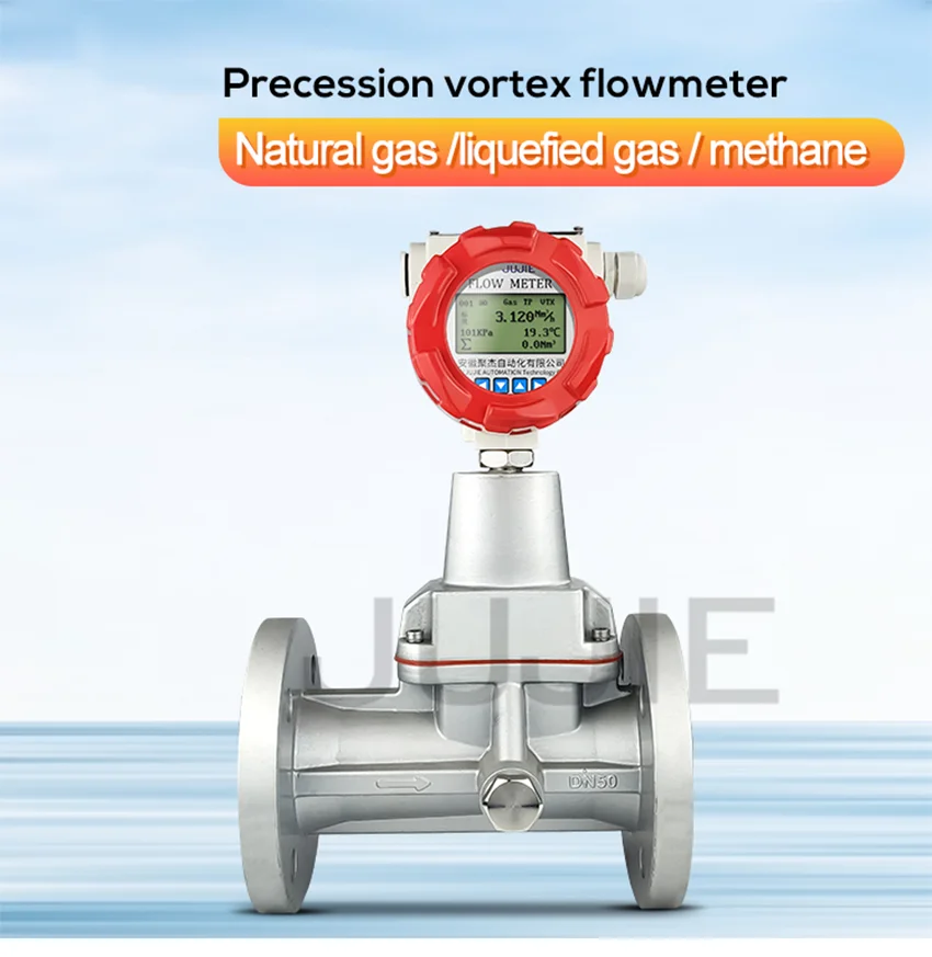 4-20mA RS485 Precession Vortex Flowmeter DN50 Natural Gas Flow Meter Biogas Flowmeter LPG Gas Methane Oxygen Nitrogen Measure