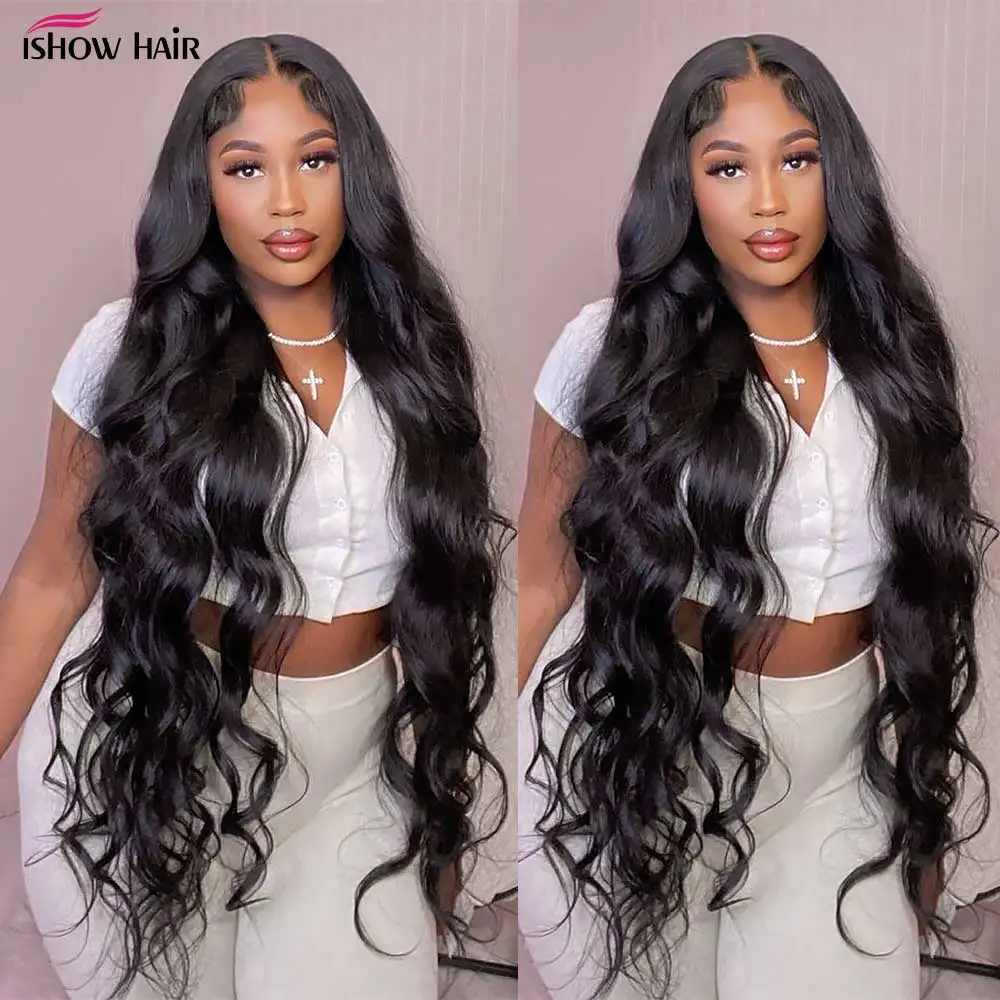 Ishow Indian Body Wave 3 Bundles With Closure 100% Human Hair Bundles Lace Closure With Baby Hair Non Remy Hair Weave