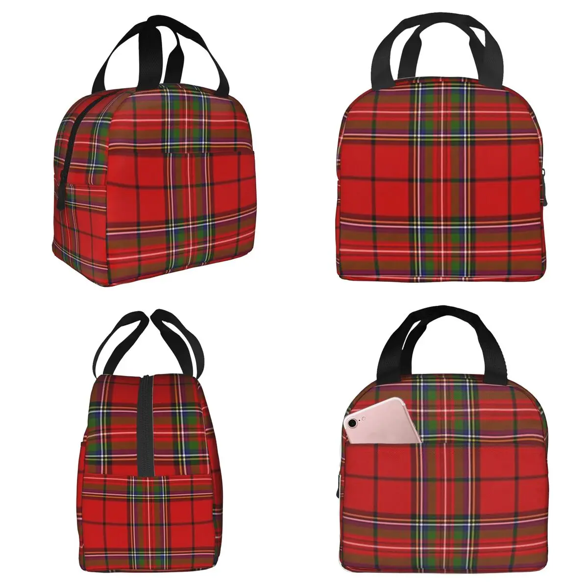

Красная клетчатая термосумка для обеда в стиле Royal Stewart Of Galloway для женщин, портативная термосумка-холодильник для еды, офисная сумка-тоут