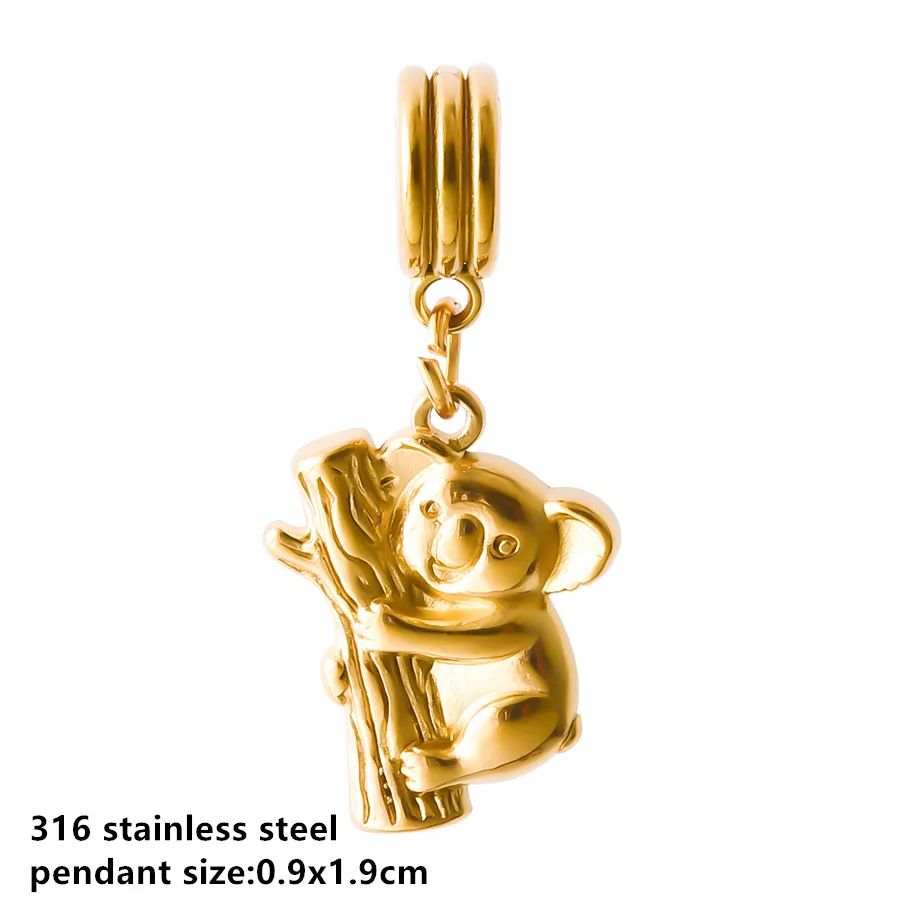 Goldfarbener kleiner Tieranhänger Ente Katze Taube Pferd Edelstahl Armband Armreif Anhänger für Schmuckherstellung handgemachte Dekoration – Detail 16
