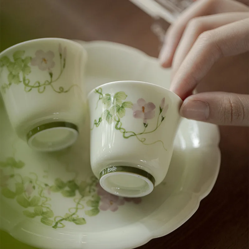 رسمت باليد صباح المجد فنجان شاي الكونغ فو طقم شاي كوب شاي سيراميك المنزلية اليشم الطين كوب واحد كوب صغير