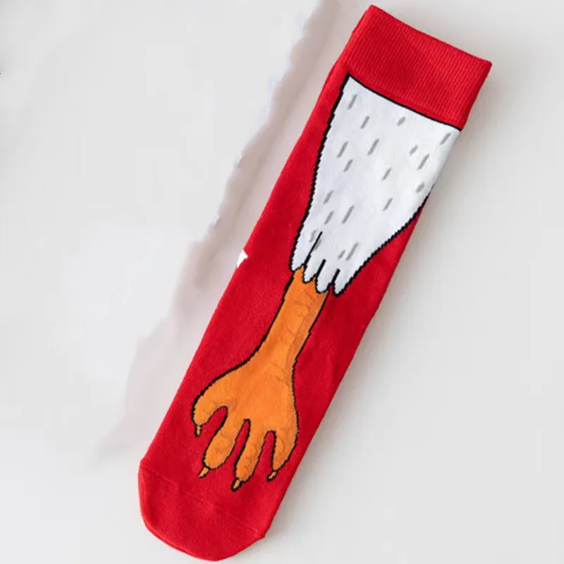 1/3 Mittelsocken mit doppeltem neutralem Hühnerkrallenmuster, einzigartige, modische, kreative Tierdruck-Paar-Freizeitsocken für alle Jahreszeiten