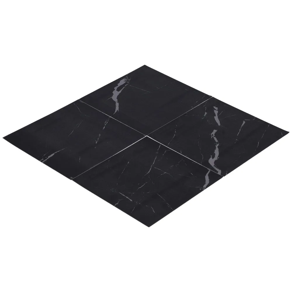 4Pcs 30x30cm (12x12 Inch) PVC Tile Stickers Black (Dark Coffee) 2 Sizes Self Adhesive Floor Decals Waterproof Floor Stickers