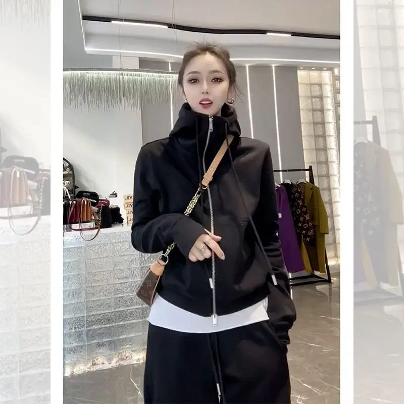 Suit Women's Grey Sweater Casual Fashion Sports High Sense Two-piece Suit Wear