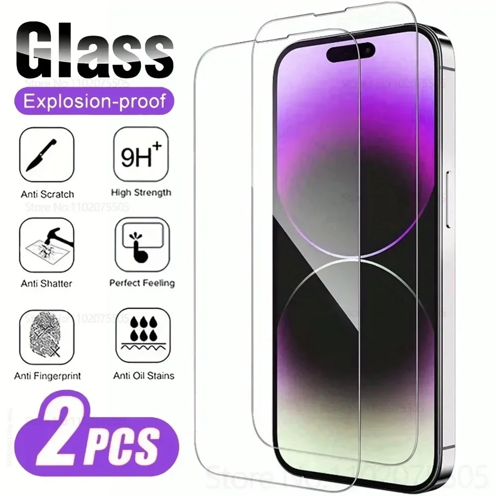 2 Stück HD-Klarglasfolie aus gehärtetem Glas für iPhone 17 16 15 13 Pro Max 16e 15 Plus Displayschutzfolie für iPhone 14 12 11 Pro XR XS Max