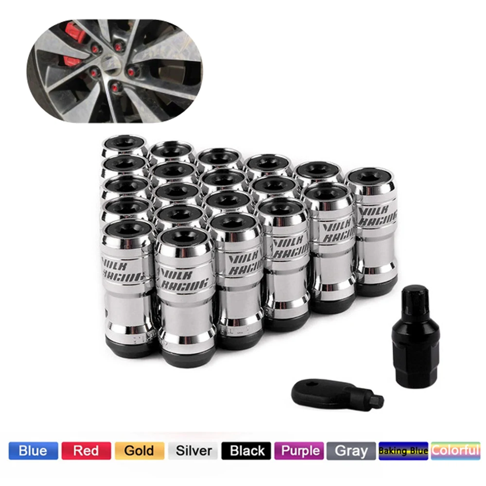 Volk Racing ukryte Heptagon Formuła stalowe koła blokada nakrętki zaciskowe żołądź obręczy zamknij koniec M12x1,25 M12x1,5 płonące niebieskie 20 sztuk/zestaw