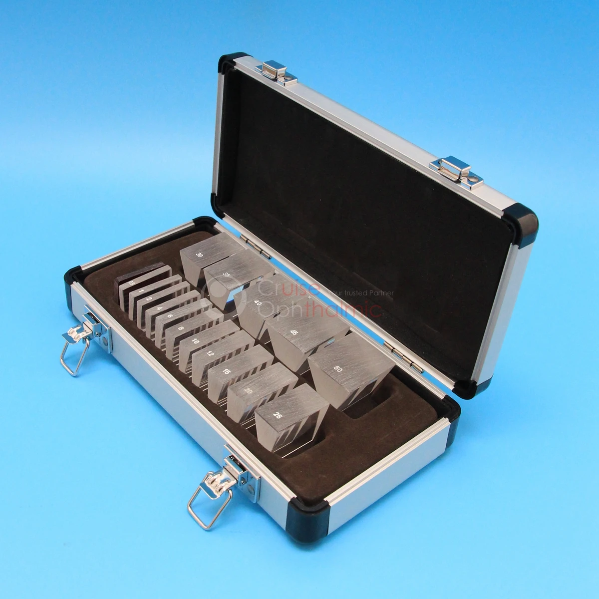 Optometry Prism Blockers Set 16 Deltas | Aluminium Carrying Case | Optional Holding Bar | PMMA Material | PS16