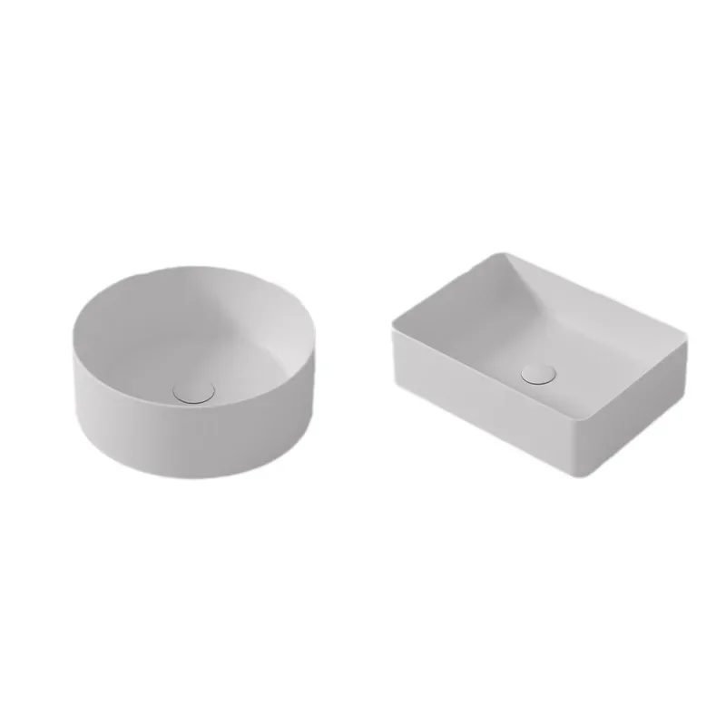 Round artificial stone wash basin, bathroom integrated art table, matte light luxury