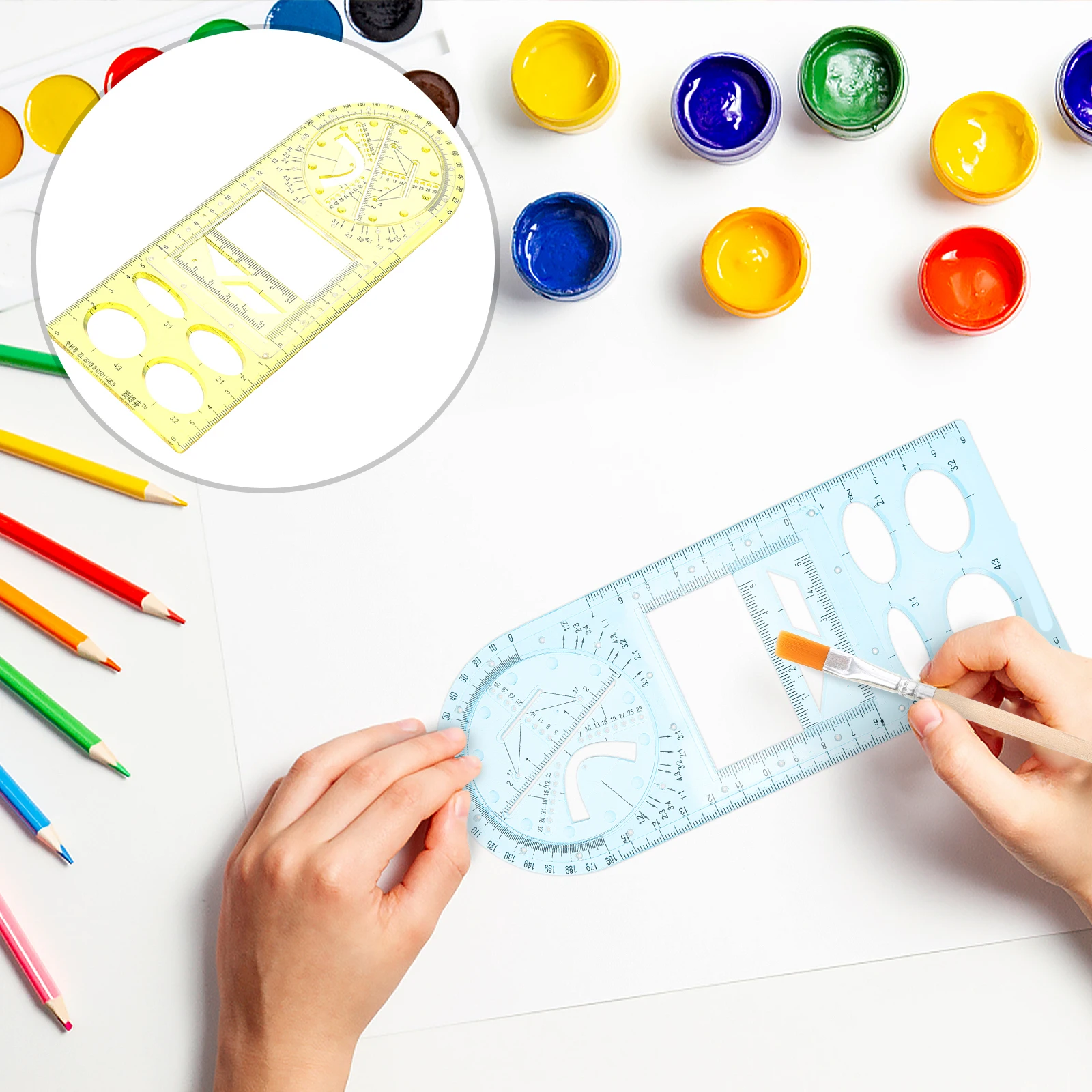 

Plastic Drawing Ruler Set Geometric Tool Lightweight Multipurpose Craft Measuring Draft School Template Art Design