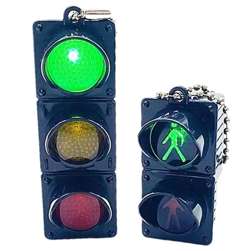 Traffic Light Signal Keychains Backpack Pendant Mini Cute Pedestrian Light LED Luminous Keychain Car Keychain Pendant