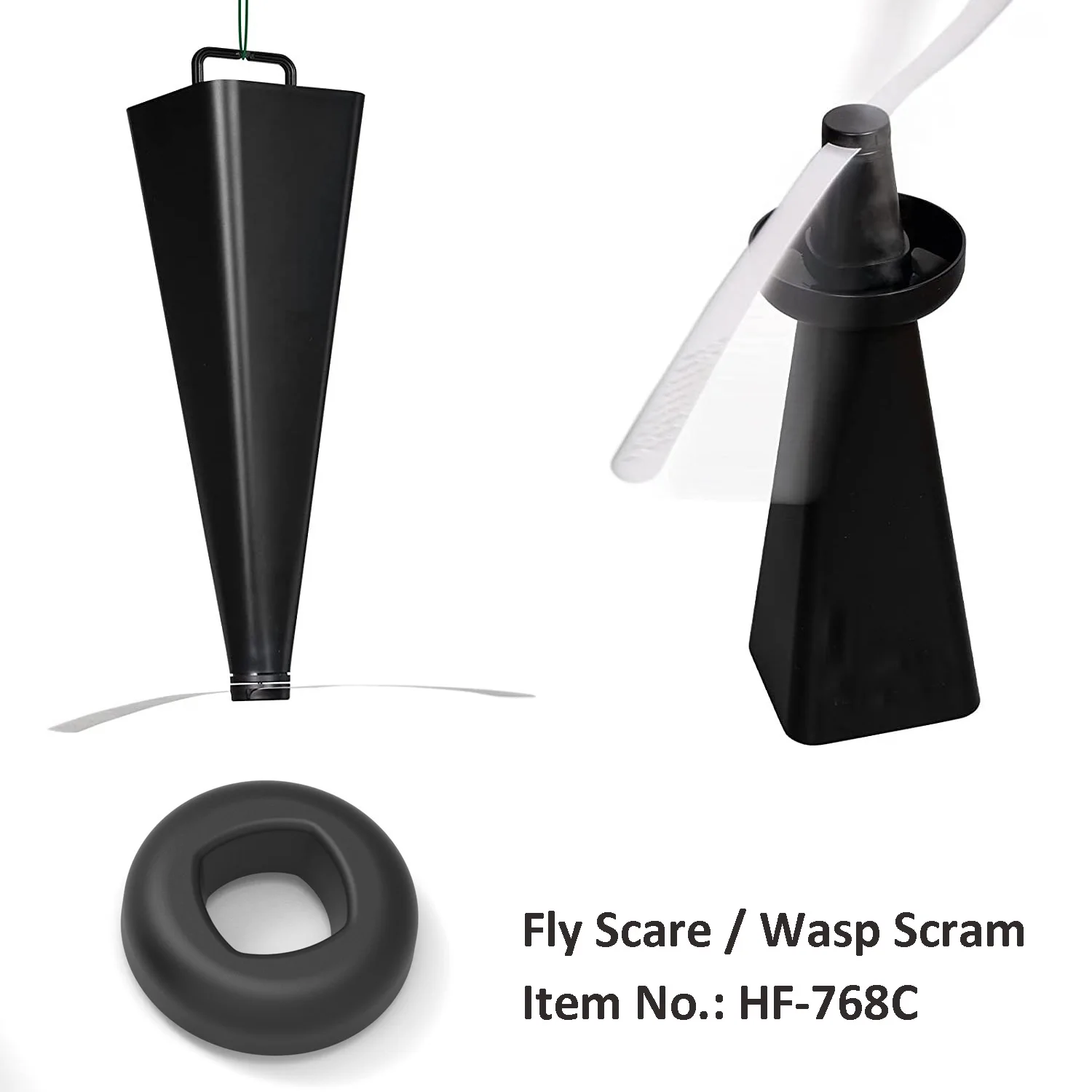 BSCI ISO9001 Black Fly Scare Chemical-Free Tables Top Bug Deterrent Fan with Holographic Blades and  Fly Wasp Repellent Fan