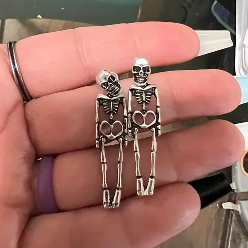 Vintage Halloween Skull Skeleton Drop Earrings for Women 2023 Fashion Punk Charm Ghost Spider Web Dangle Earring Jewelry Gift