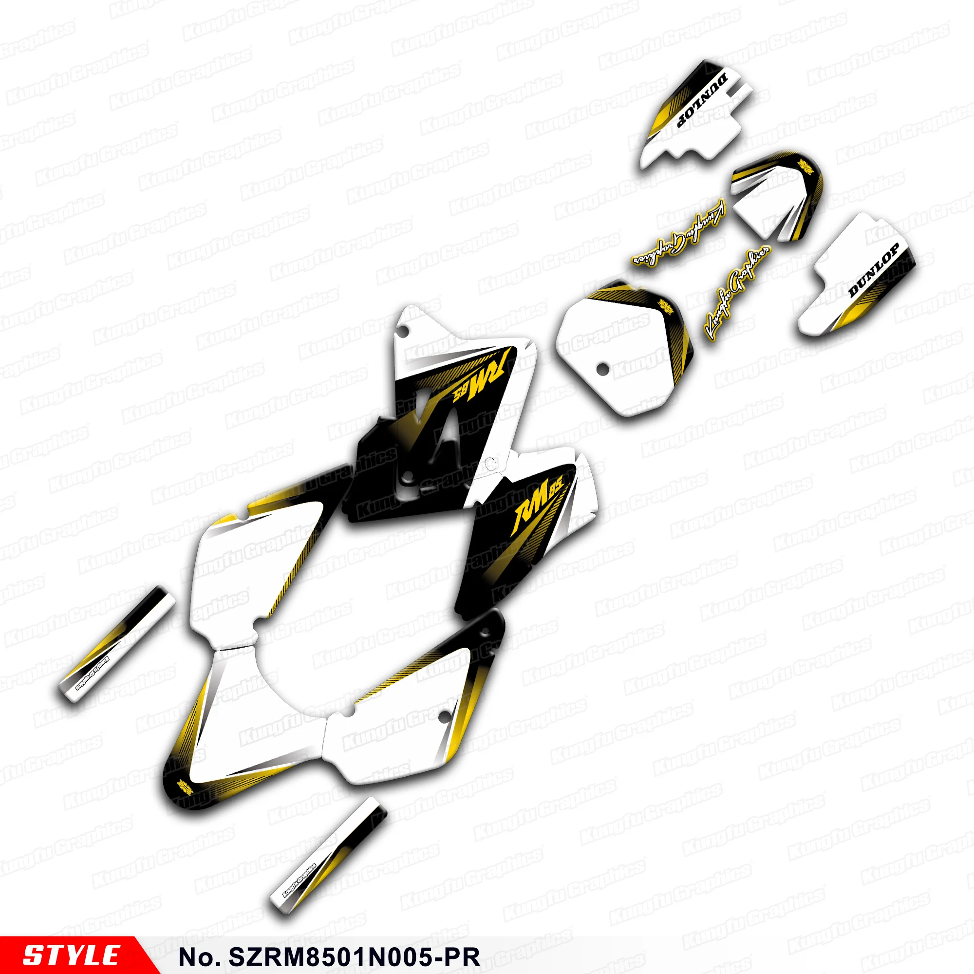 

Aftermarket Motocross Complete Vinyl Decals Stickers Kit for Suzuki RM 85 2001-2024, SZRM8501N005-PR