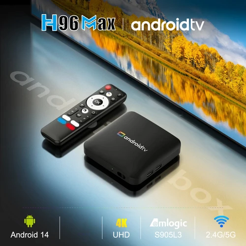 Imagen 2 del producto TV Box 2026 H96 MAX con Amlogic S905L3, Android TV 14.0, Decodificación de Video 4K, WiFi 2.4G/5G, BT4.0, Asistente de Voz de Google, Set Top Box IPTV