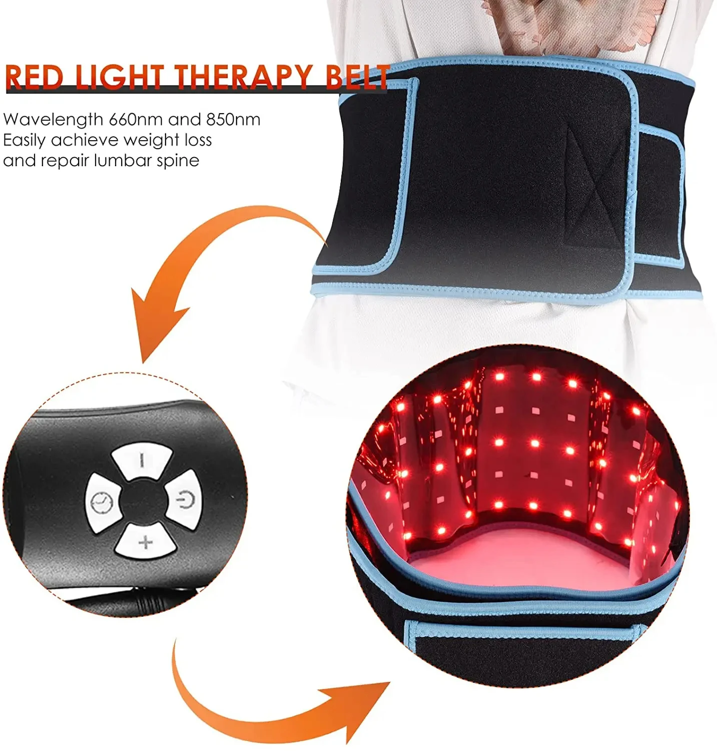 Ceinture de thérapie à lumière rouge LED pour la thérapie et la perte de graisse, laser Lipo, dispositif rond polymères, 660nm, 850nm, chaud