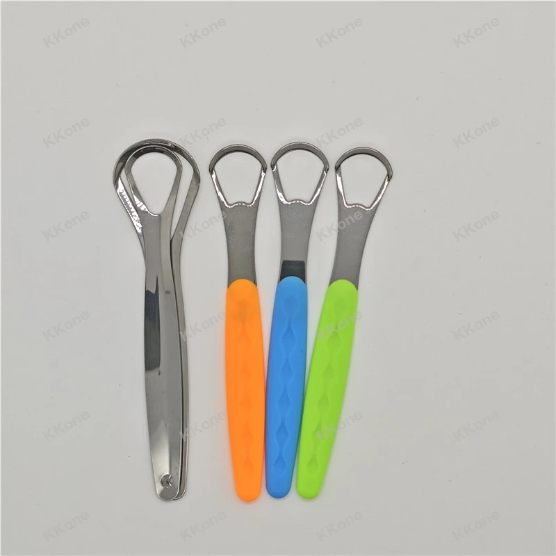 30Pcs Dental Tongue Scraper 410 Stainless Steel Plastic Coated Handle Blister Pack Oral Hygiene Care