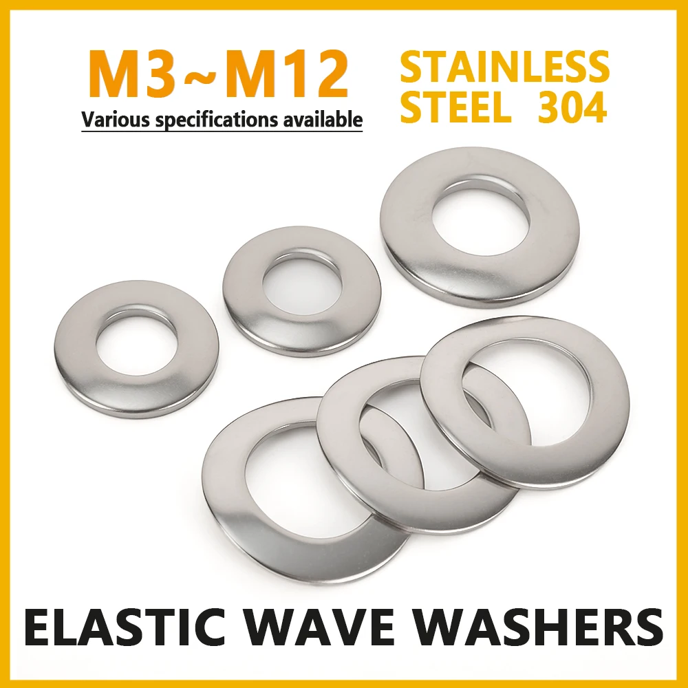 M3 M4 M5 M6 M8 M10 M12 Stainless Steel Circular Elastic Wave Corrugated Metal Washers Concave-convex Dish-shaped Spring Gaskets