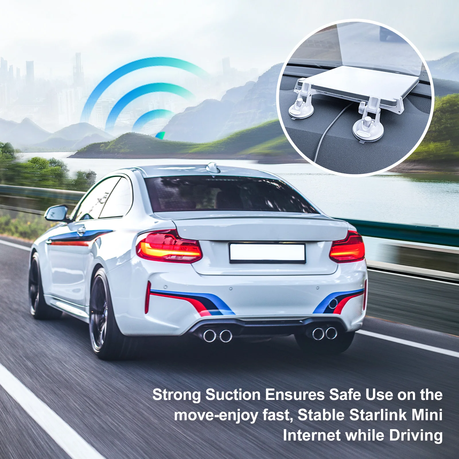 4 Suction Cups and 2 Brackets For Starlink Mini Mount Suction Cup Car Sunroof Suction Mounting Bracket for RVs Boats Glass Roof
