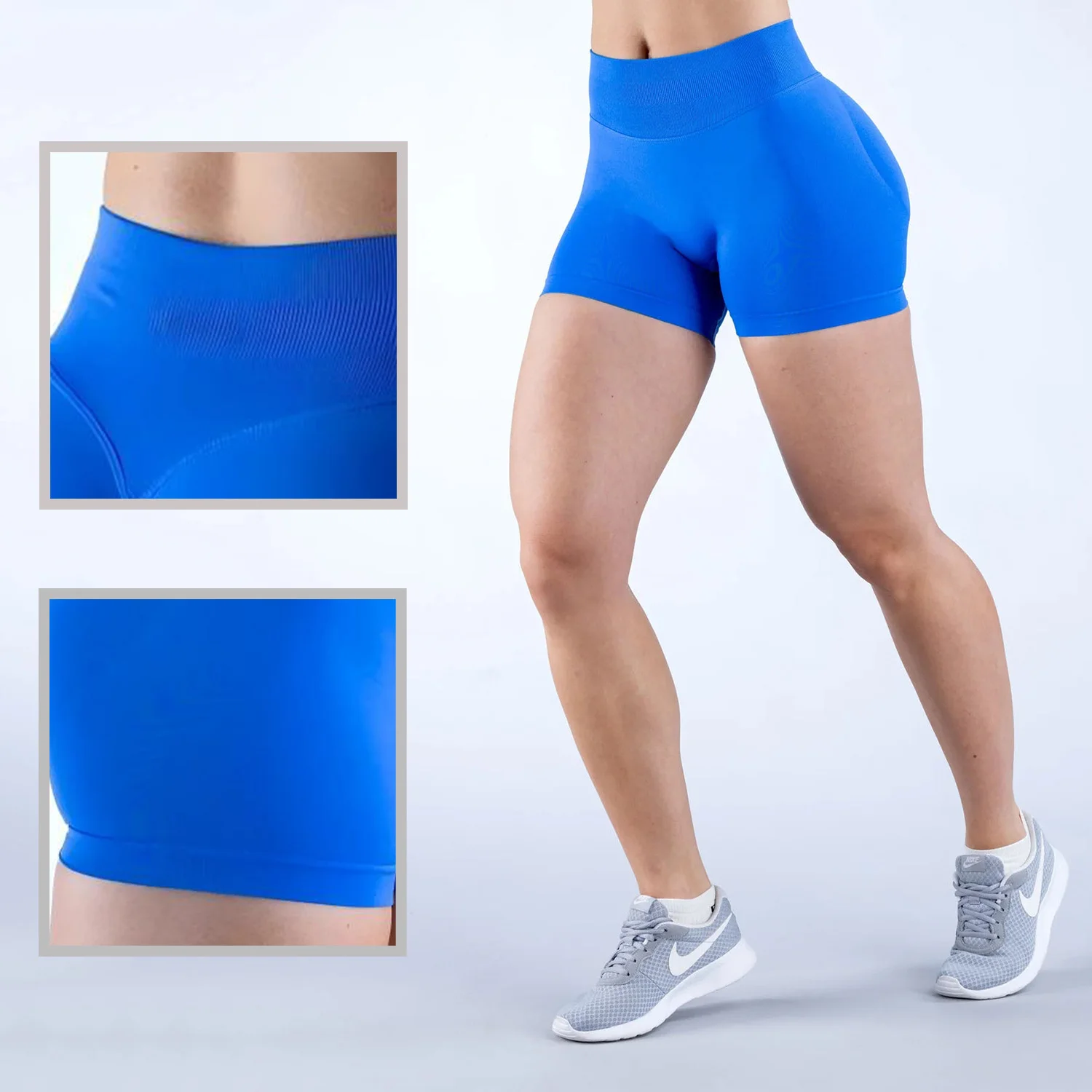 

Women's Impact Scrunch Shorts 4.5 Low Ribbed Band Workout Seamless High Stretch Booty Gym Running Shorts