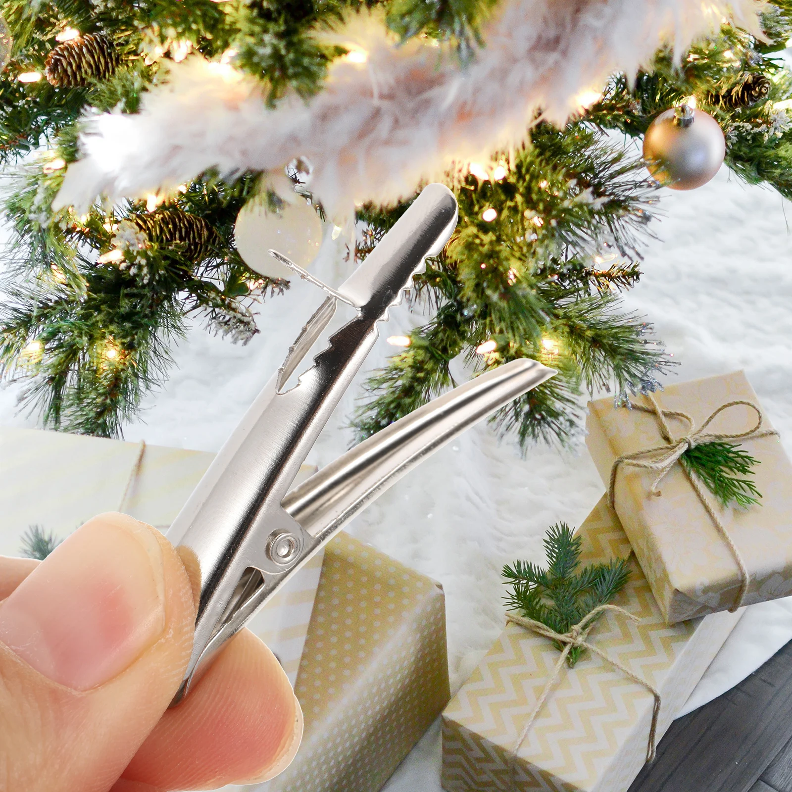 

50pcs Decorative Clips 4 5cm Stainless Steel Alligator Clamps for Christmas Tree DIY Craft Photo Memo Picture Holder Party Favor