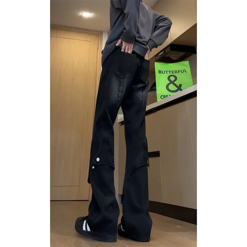 

American Vibe High Waist Straight Leg Jeans Men's Autumn Winter Wear Resistant Casual Workwear Denim Pants Youth Faion
