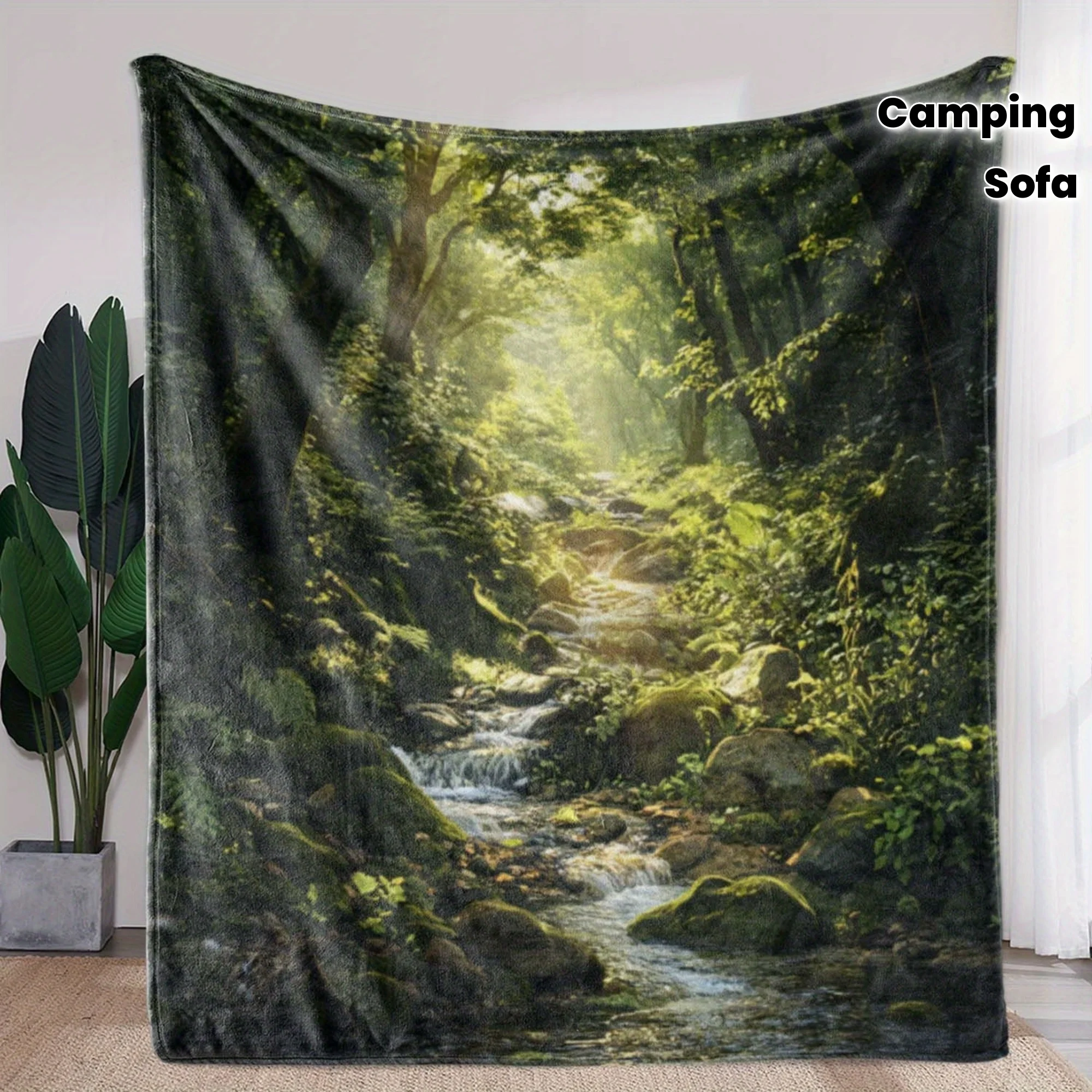 Vintage Forest Stream Soft Flannel Blanket All Season Cozy Throw Gift Bed Couch Wrap Decor