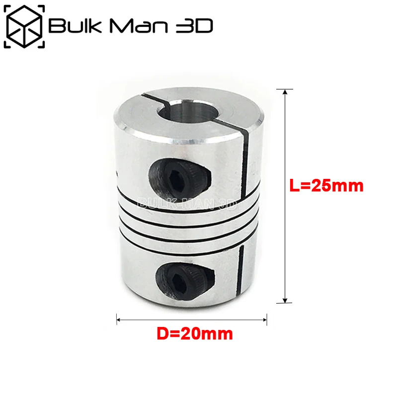 

D20L25 Aluminum Flexible Shaft Coupling Bore Size 6mm 6.35mm 7mm 8mm 9.5mm 10mm for Stepper Motor Lead Screw 3D Printer