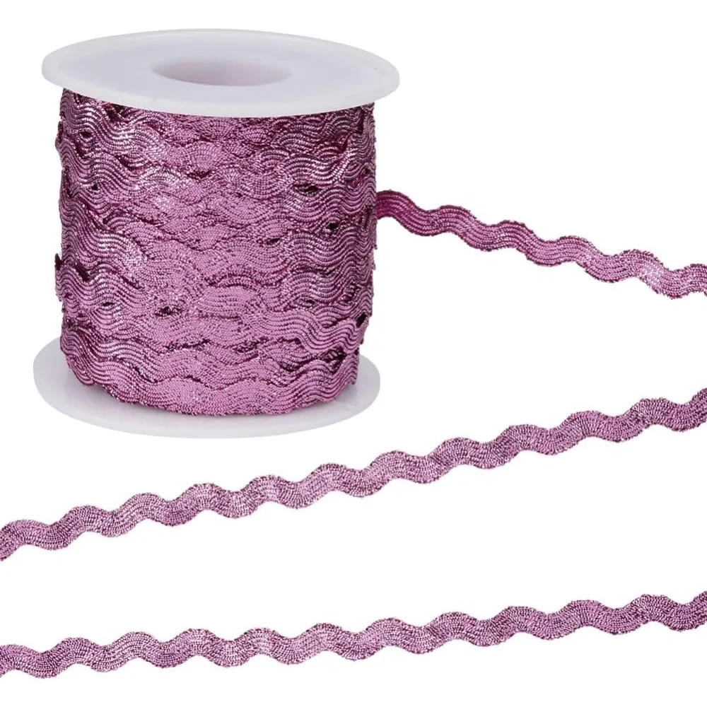 30Yds Metallic RIC Rac Glitter Wave Bending Fringe Trim 3/8 inch(9mm) Wide Woven Fabric Ribbon for DIY Sewing Crafts Wedding
